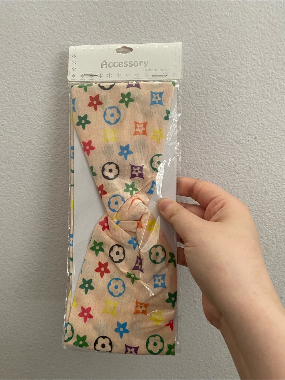 Beige Multicolor Floral Knot Headband - Accessory